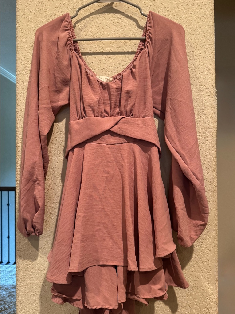 Altar'd State Rose Mauve High-Low Long Sleeve Dress